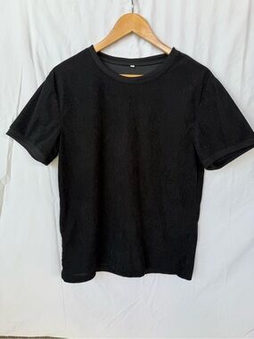 Classic Black Crew Neck Men’s Ribbed T-Shirt